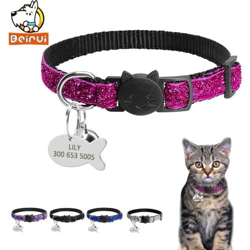 Gorgeous Quick Release Cat Puppy Tag Collar Set Personalized Nylon Dog Collars Engraved Tags For Small Pets Kitten 1cm Width