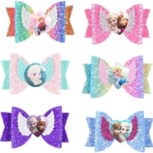 Anime Disney Frozen Elsa Anna Princess Hair Pins Figure Toys Snow White Mermaid baby hair accessories Children Hair Clip Gift