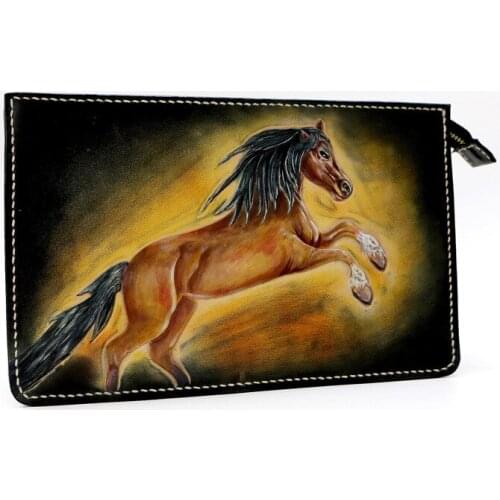 Women Men Vegetable Tanned Leather Bag Money Holder "win instant success "Horse Clutch Purse Clutches Envelope Gifts
