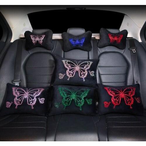 Car Head Neck Pillow Cute Headrest Plush Cartoon Flower Daisy Waist Supports Seat Rest Back Lumbar Women