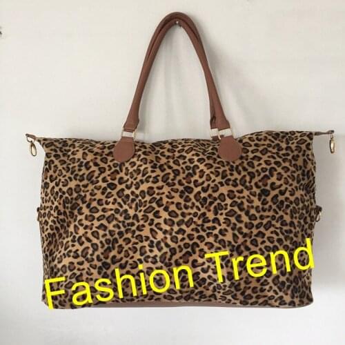 1 piece good quality hot selling leopard weekender bag fashion women handbag tote bags monogram personalize duffle travel bags