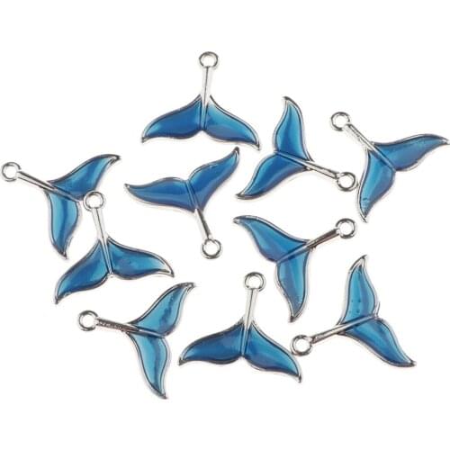 10Pcs Women Enamel Mermaid Tail Pendant Charm for DIY Necklace Clavicle Chain Bracelet