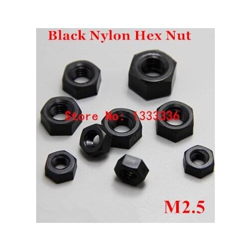 1000pcs M2.5 Black Nylon Hexagon Nuts DIN934 Plastic Hex Nut Metric