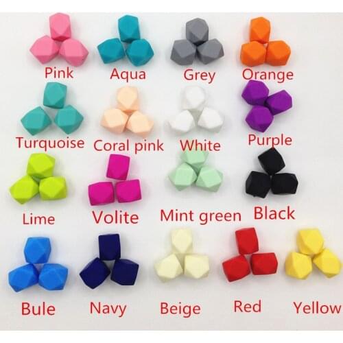 18MM Small Geometric Hexagon Silicone Beads - DIY Lot of 100pcs Hexagon Loose Individual Silicone Beads without joint line