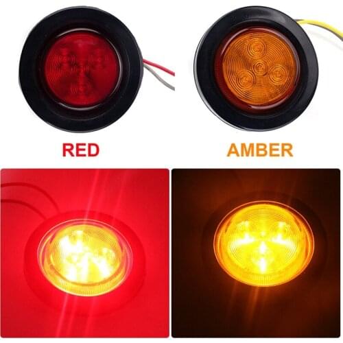 2 Inch Red Yellow Rubber Ring Round Light Truck Suitable for Truck LED Round Side Light with Heat Shrinkable Tube