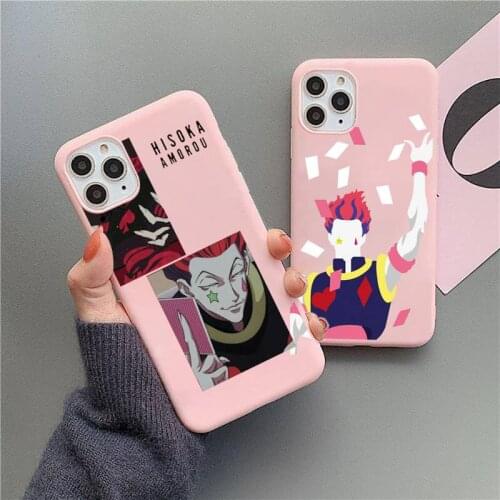 Hisoka Anime Hunter X hunter Phone Case Pink Candy Color for iPhone 11 12 mini pro XS MAX 8 7 6 6S Plus X SE 2020 XR