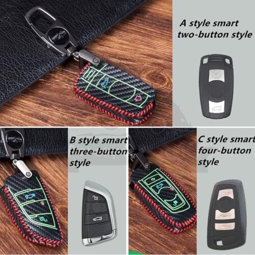 Carbon fiber Leather Car Key Case Cover for BMW 1 3 5 series X1 X3 X5 X6 Z4 Protect Smart Shell 3 4 buttons of remote control