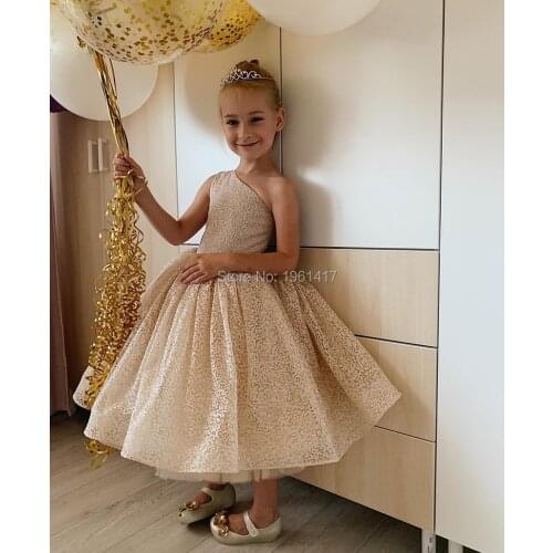 Flower Girl Dress one-shouldered Dress Cute Kids Birthday Party Gowns Photography Props AG0399