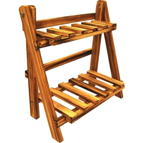 2Tier BambooWooden Plant Flower Floor Stand Shelves Rack Plant Flower Display Stand Shelf Storage Rack Outdoor Holder Garden
