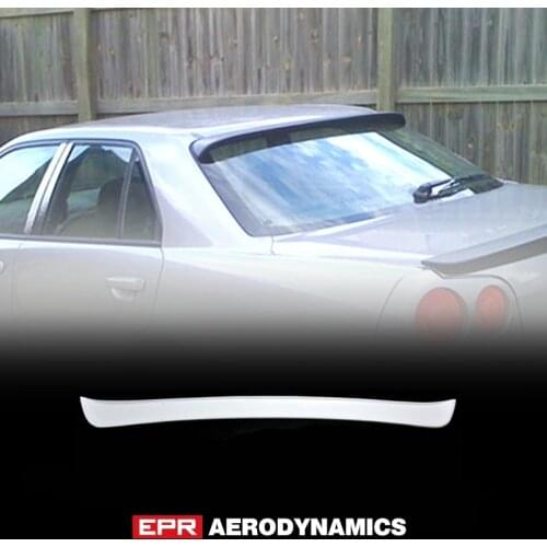 For Nissan Skyline R34 Sedan 4 Door Only Origin Style Fiberglass Roof Wing FRP Fiber Glass Rear Spoiler Lip Splitter Drift Kit