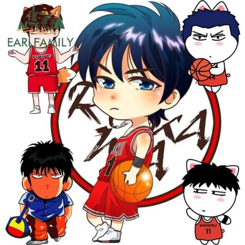 EARLFAMILY Boy Playing Basketball Cool Car Sticker Cartoon Graphic WIndow Wall Laptop Skateboard Decal Cartoon Character Design