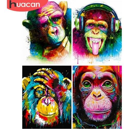 HUACAN Monkey DIY Painting By Numbers Animals Painting Calligraphy Acrylic Paint By Numbers For Home Decor Artworks 40x50cm