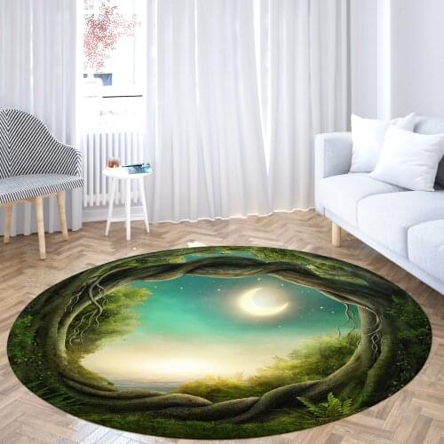 Round Floor Mat 3D Tree Hole Pattern Circular Printed Area Rugs Living Room Bedroom Entrance Door Home Decor Large Carpets