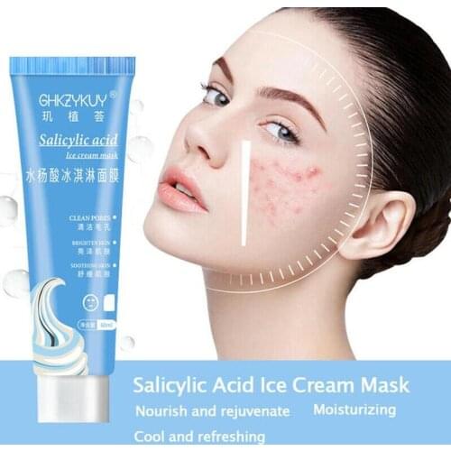 60ml Salicylic Acid Ultra Cleansing Mask Ice Moisturizing Repairing Aloe Extract Cream Mask Acne Blackhead Remover Face Care