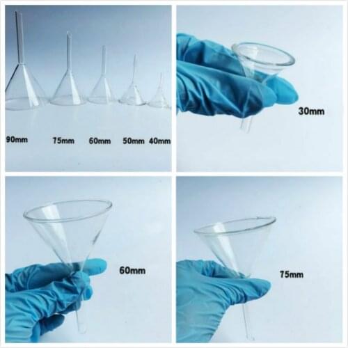 30mm/40mm/50mm/60mm/75mm/90mm Miniature Lab Glass Funnel Borosilicate Glassware Triangle Funnel Laboratory Supplies Tools