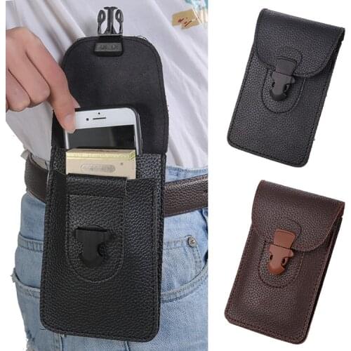 Men Fanny Pack Male Coffee Black PU Leather Hasp Coin Purse Burse Good Quality Mobile Phone Bag Casual Waist Packs Man Bags