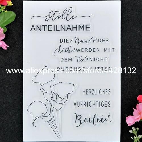 German ANTEILNAHME HERZLICHES AUFRICHTIGES Flowers Scrapbook photo cards rubber stamp clear stamp transparent stamp 9052438
