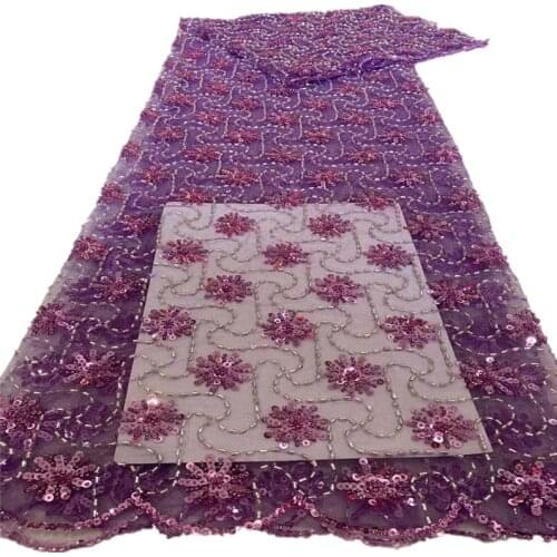 Nigerian Lace Fabric 2021 High Quality Embroidered African Beaded Lace Fabric French Tulle Lace For Wedding Dress dx66-598