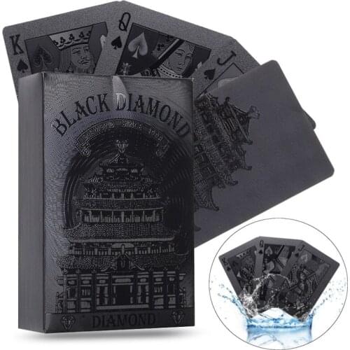 New 54pcs Waterproof Black Plastic Playing Cards Collection Black Diamond Poker Cards Top Gift Standard Playing Cards