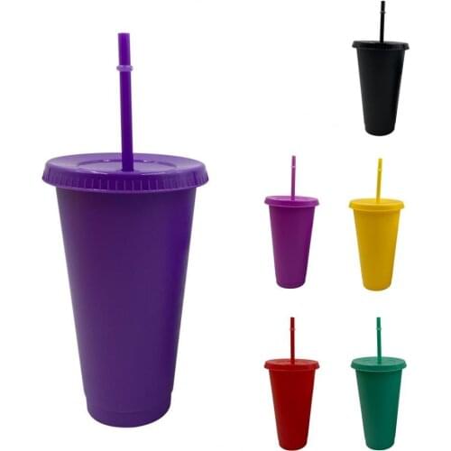 New Style Portable Christmas Straw Cup Festive Reusable PP Solid Color Drinking Tumbler with Lid for Home Kitchen Supplies
