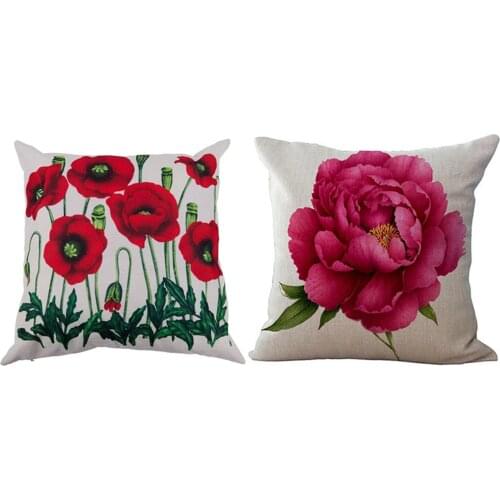 Enchanting Beautiful Oil Painting Red Poppy Flowers Gift Anniversary Day Present Pillow Case & Flower Flax Throw Pillow