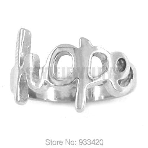Wholesale Hope Ring Letters Ring Stainless Steel Jewelry Classic Women Motor Biker Ring SWR0238B