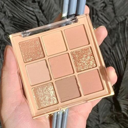 Mode Eyeshadow Palette 9 Kleuren Matte Oogschaduw Palette Make Cosmetica Naakt Make-Up Glitter Oogschaduw Set Korea U3P7