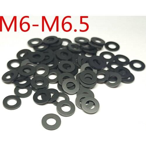 100pcs M6-M6.5 thickness 0.15/0.2/0.25-1 mm High Precision Black Color Polyslider Graphite Nylon Flat Washer