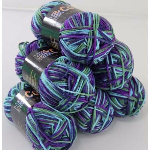 Sale 6ballsx50g Soft Cotton Baby Yarn New Hand-dyed Wool Socks Scarf Knitting yarn green pink brown mixed 2075-22-6