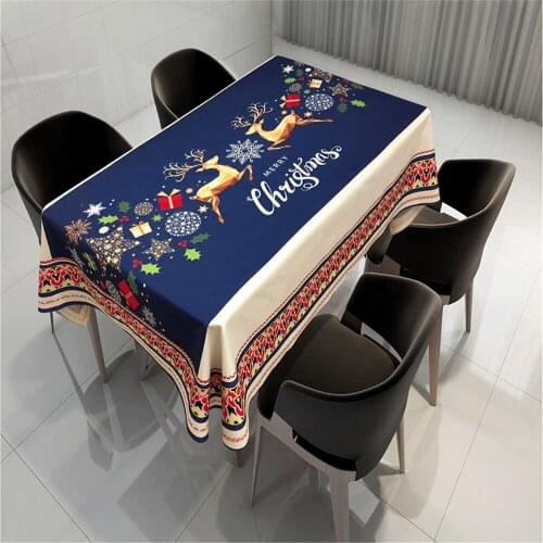 Christmas Table cloth Polyester New Year Gift Series Dustproof 3D Table Cover Rectangular / Round Wedding tablecloth
