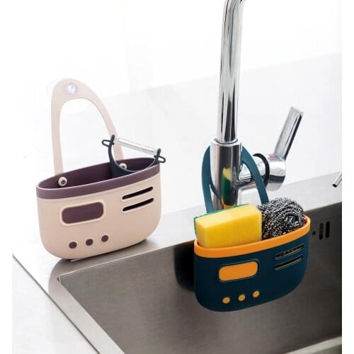 Punch-Free Drain Basket Kitchen Supplies Plastic Sink Shelf Household Faucet Storage Rack Hanger
