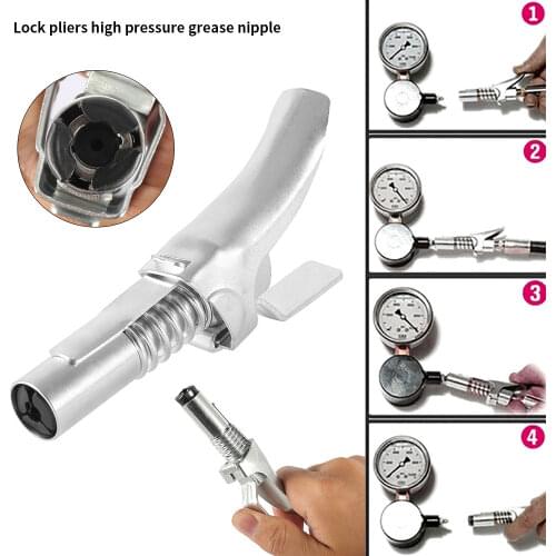 Heavy-Duty Quick Release Grease Gun Coupler Lubricating Oil Gun Nozzle Double Handle Grease Filling Head Self-Locking
