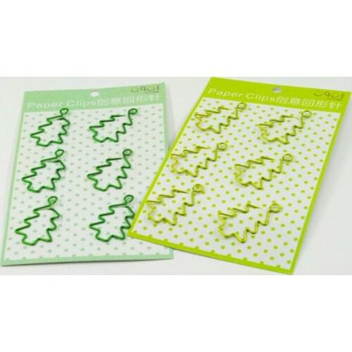 Light green metal christmas tree multicolour clip paper clip bookmark befriend metal paper clip