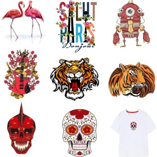 Iron-on Transfers for Clothing Patches Clorhing Stickers Stripe Rock T Shirt Diy Letters Patch Fusible Vinyle Thermocollant I