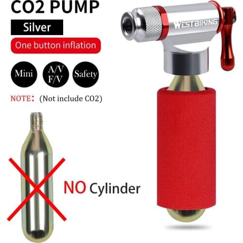 WEST BIKING Bicycle Gun CO2 Pump Mini Alloy Tire Bike Inflator Fit Schrader Presta Valve MTB Electric Motorcycle Accessories