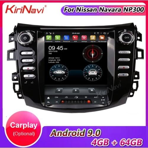 KiriNavi Vertical Screen Tesla Style Android 9.0 10.4" Car Radio For Nissan Navara NP300 Audio GPS Navigation Car Dvd Player 4G
