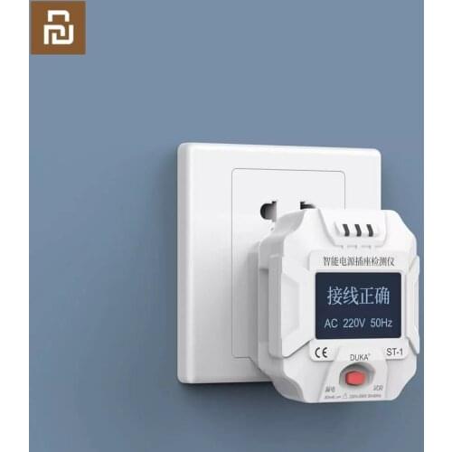 Youpin DUKA ST-1 Smart Socket Tester Voltage 90-250V Test Socket Detector 10A Plug Ground Zero Line Plug Polarity Phase Check