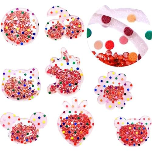 1pcs Glitter Edge Quicksand Sequins Acrylic Planar Resin for Hair Bow Craft Decoration Sequin Shakers for Phone Cover,10Yc9804