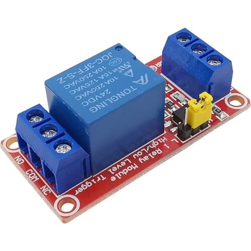 1Piece DC 24V One 1 Channel Relay Module with Optocoupler Shield Board Support High / Low Level Trigger Relay Module for Arduino