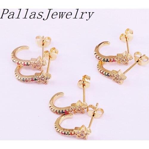 10Pairs Rainbow cz for Women Girl earrings fashion jewelry colorful cz zircon micro pave stud earring