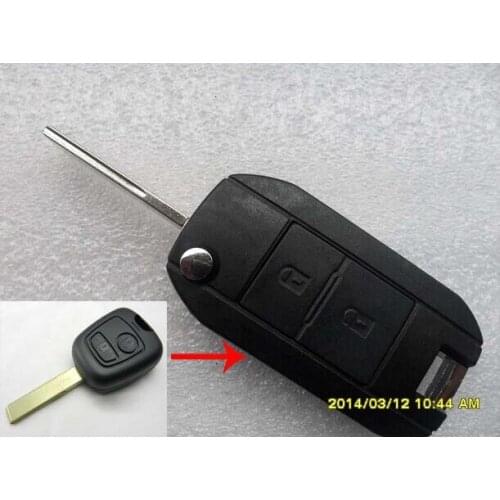 2PCS/Lot Brand New 2 Buttons Modified Folding Flip Remote Key Case For Peugeot 307 with groove