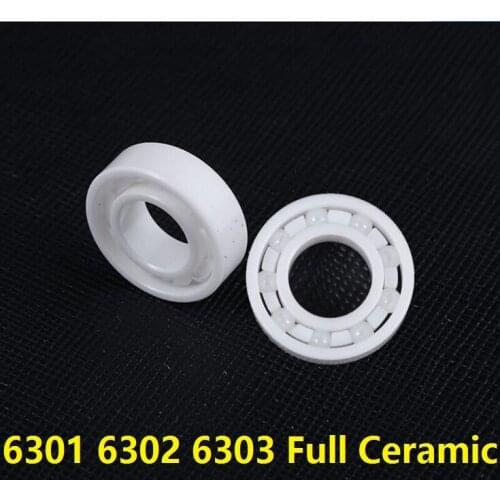 5pcs/lot 6301 6302 6303 Full Ceramic bearing 12x37x12 15x42x13 17x47x14 mm ZrO2 Zirconia Ceramic deep groove ball bearing