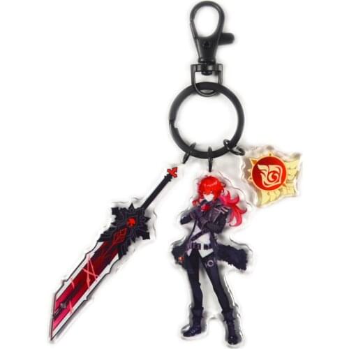 Anime Keychain Genshin Impact Zhongli Venti Diluc Gods Eye Weapon for Women Accessories Cute Bag Pendant Key Ring Girl Gift New