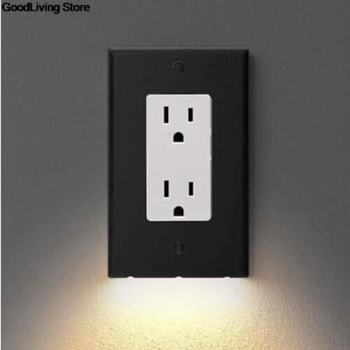 New Arrival 1PC Automatically Turns On / Off Outlet Wall Plate With LED Night Lights Outlet Cover Duplex Wall Plate 12x7x3cm