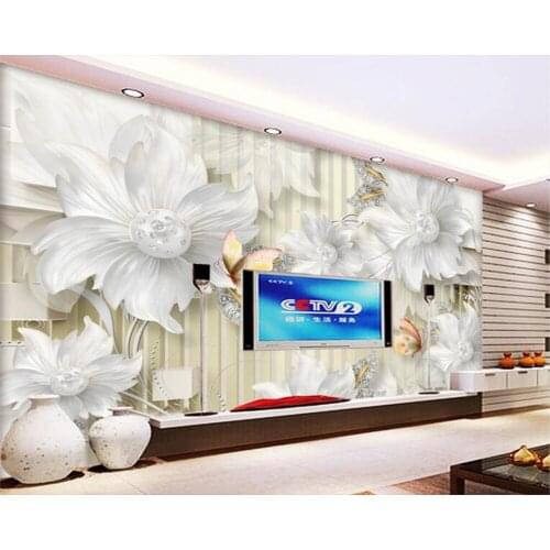 Beibehang High Quality 3D Wallpaper HD Palace Jewelry Diamond Flower Wallpapers Living Room Backdrop Wall Decorative Wallpaper