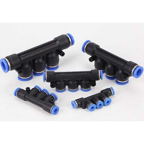 Air Pneumatic Fitting 5 Way One Touch 8mm 10mm 6mm 4mm 12mm OD Hose Tube Push In 5 Port Gas Quick Fittings Connector Coupler