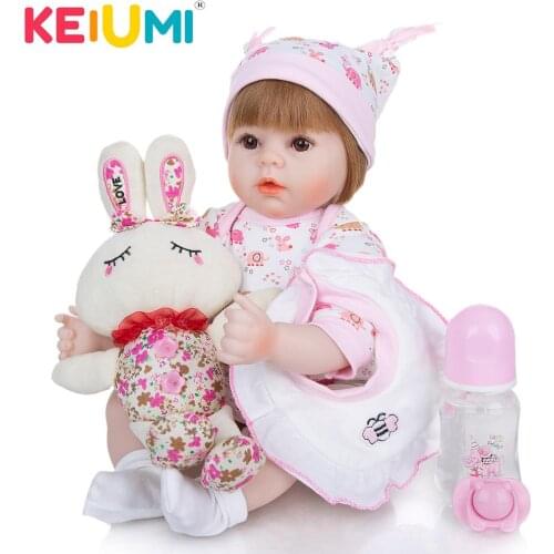 KEIUMI 18 Inch Reborn Baby Lovely Girl Doll With Cloth body Vinyl Baby Toy Doll Cloth Body For Childrens Day Gift