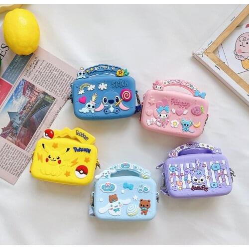 2021 Anime Cute pikachu Melody Children Backpack handbag Messenger bag Waterproof Silicone Girl Bag Kindergarten Schoolbag