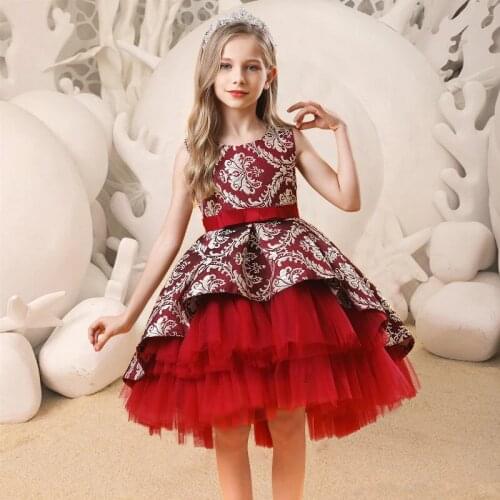 2021 First Birthday Cake Tutu Dress Kids Wedding Dresses For Children GirLace Princess Party Dress Baby Girl Vintage Court Gown