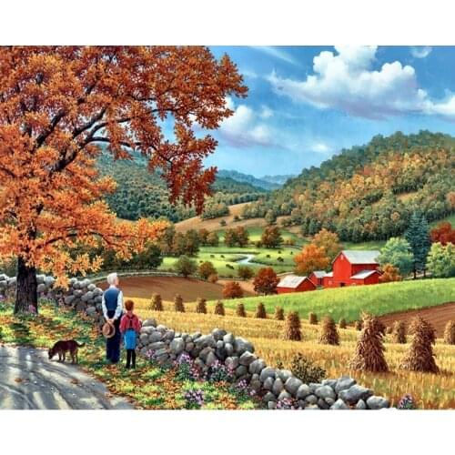 Gatyztory Mountain Forest Diy Painting By Numbers Handpainted Kits Landscape Canvas Colouring Wall Decor Frame
